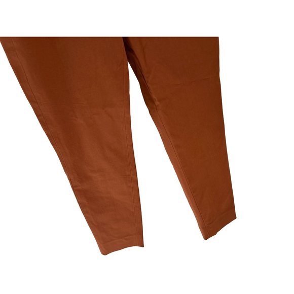 EVERLANE Size 4 Pants Cotton Brown Brick Color Zipper Tapered Leg - Picture 3 of 10